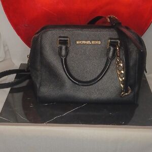 P1- Michael Kors Black Satchel with Gold Hardware
